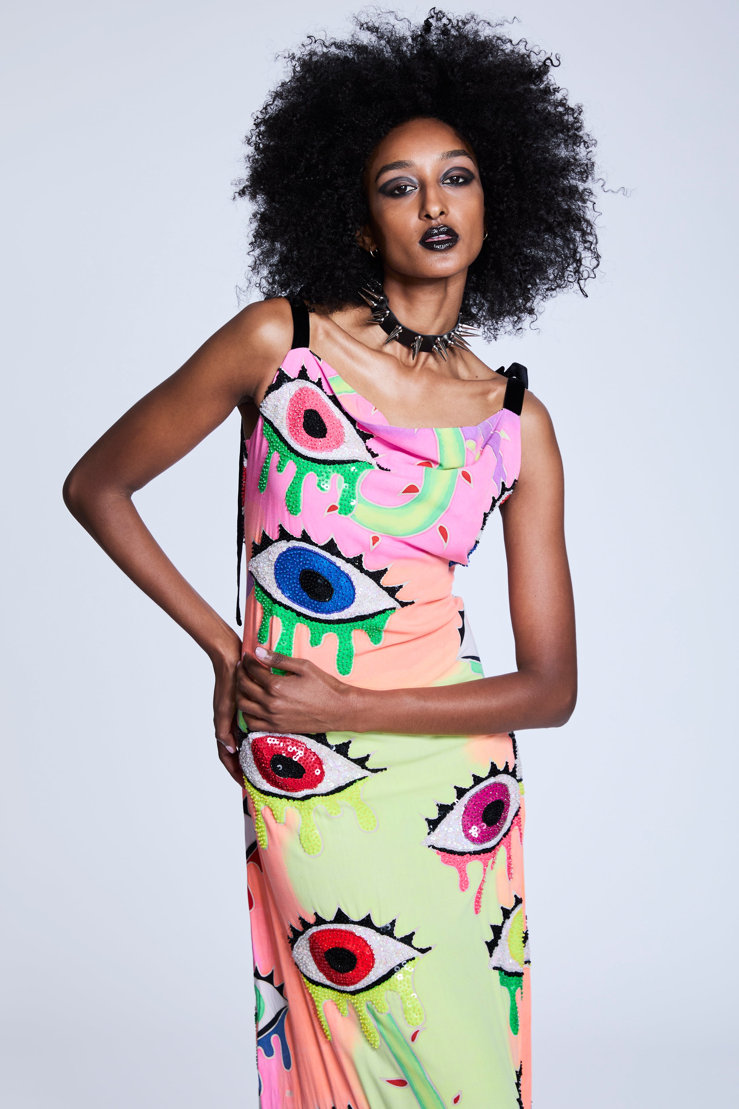 Hand-Sequined Evil Eye Batik Long Gown Hand-Sequined Evil Eye Batik Long Gown