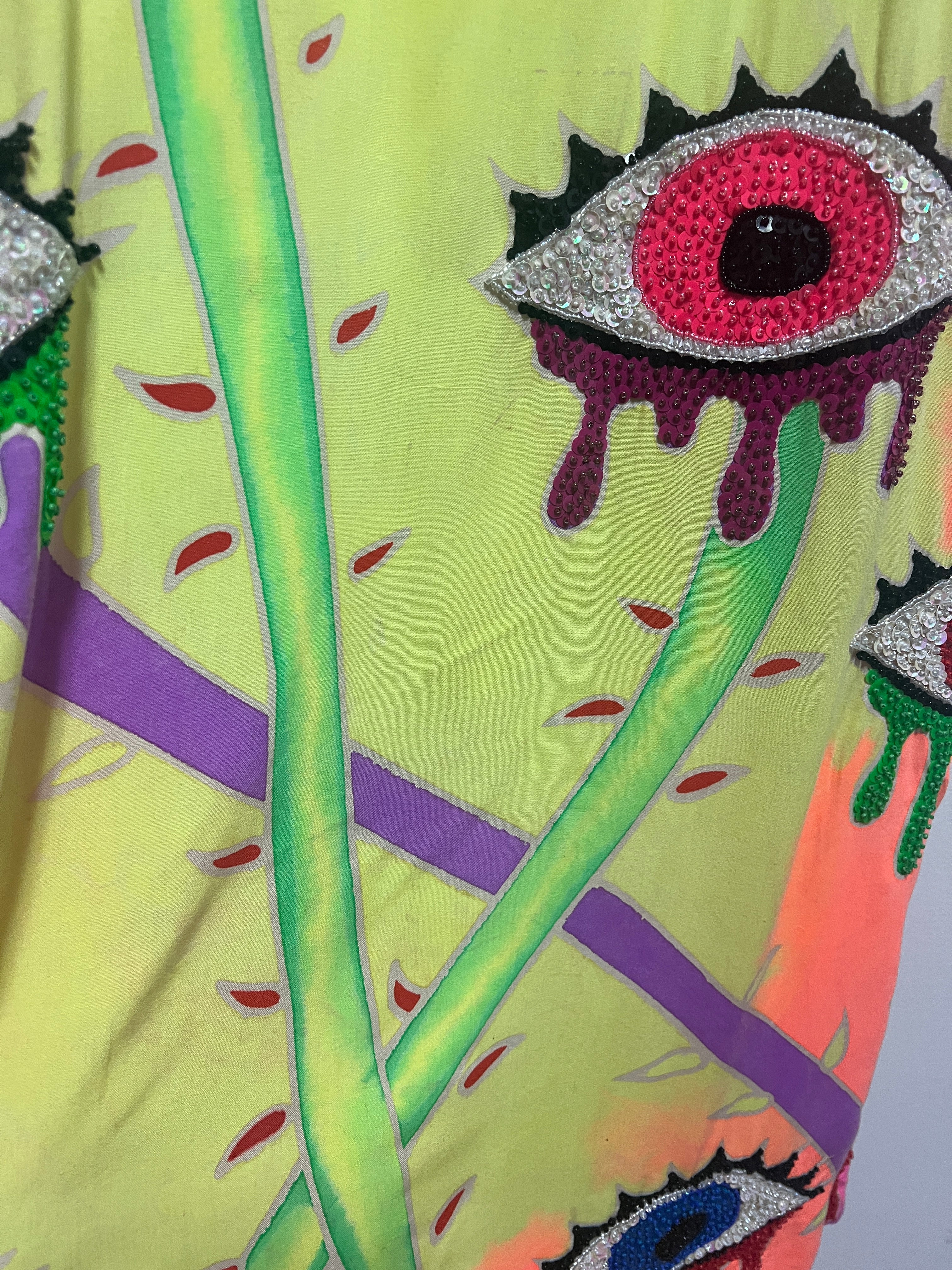 Hand-Sequined Evil Eye Batik Long Gown Hand-Sequined Evil Eye Batik Long Gown