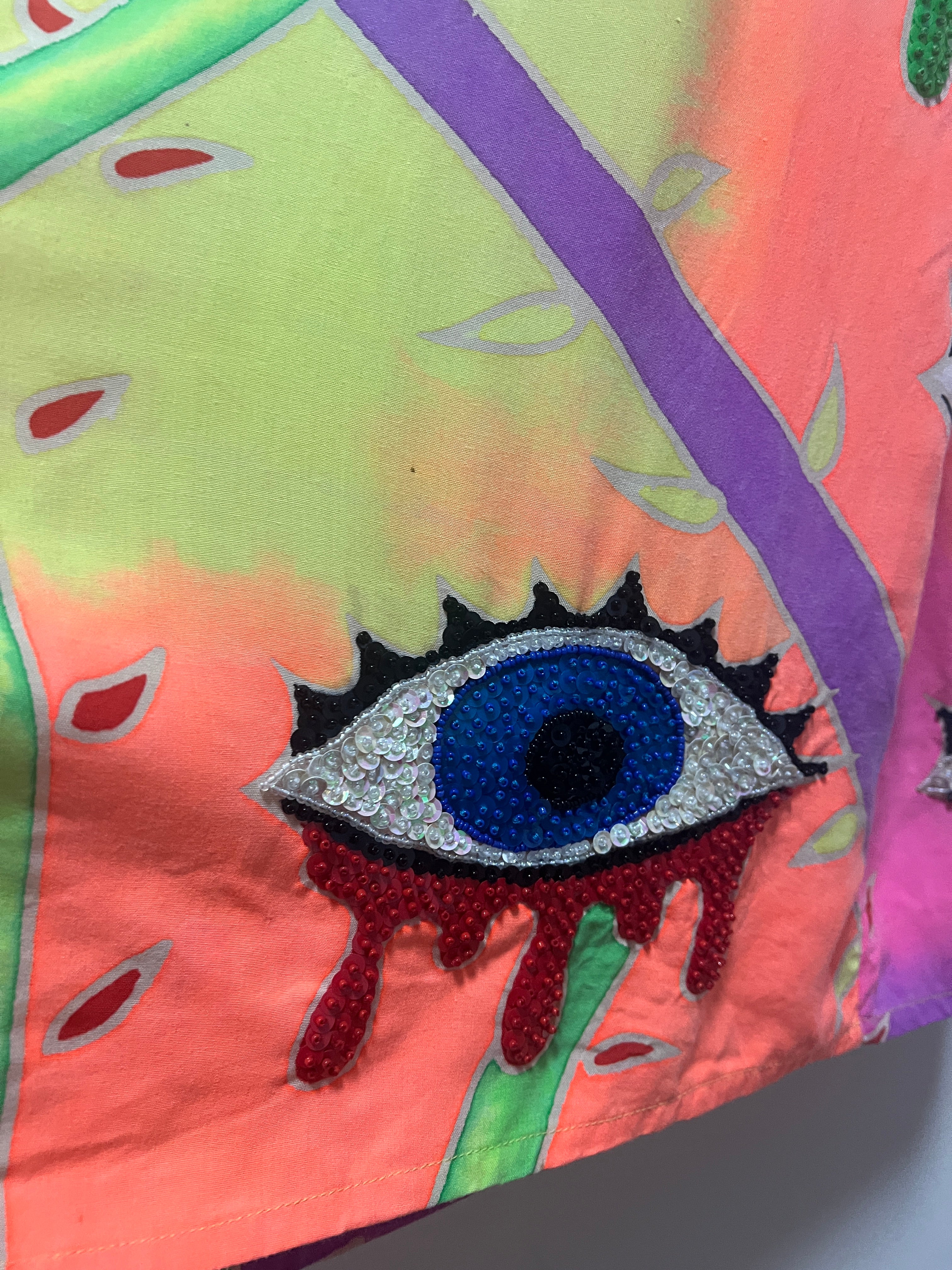 Hand-Sequined Evil Eye Batik Long Gown Hand-Sequined Evil Eye Batik Long Gown