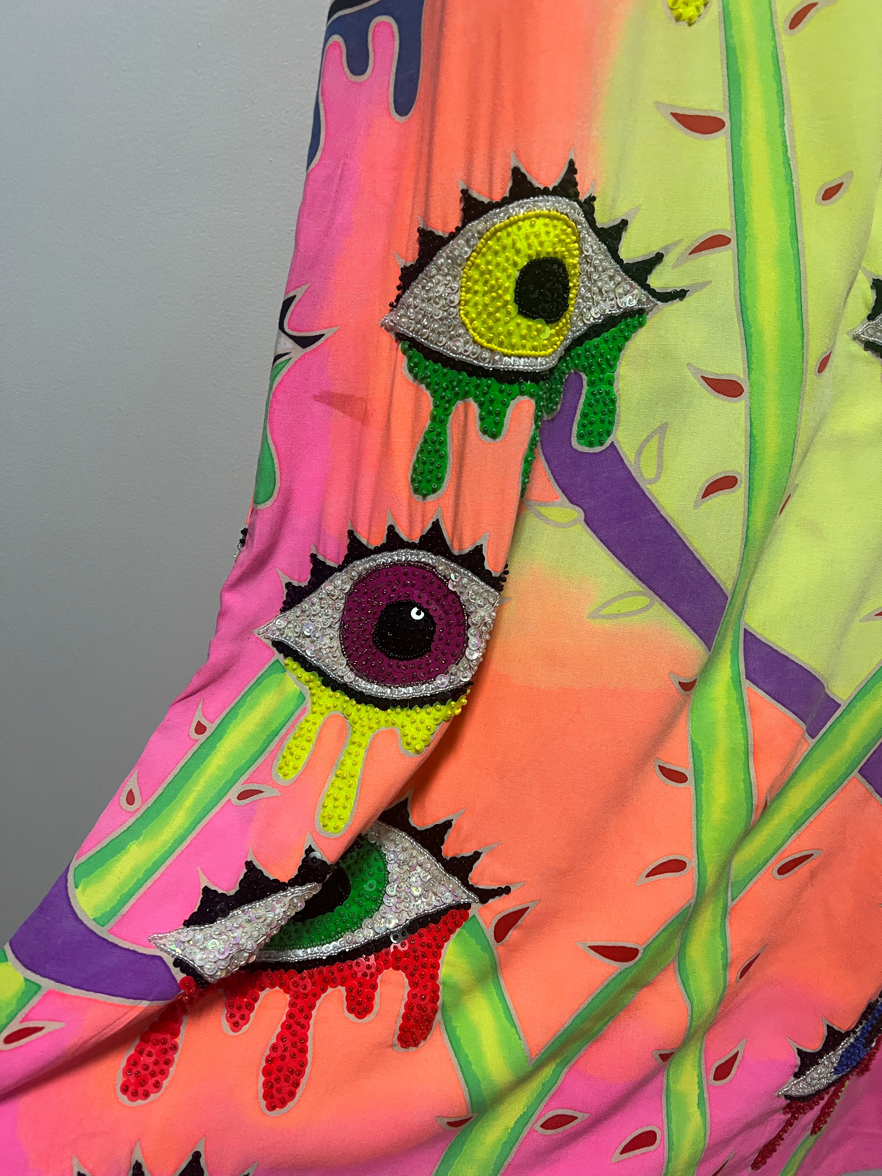 Hand-Sequined Evil Eye Batik Long Gown Hand-Sequined Evil Eye Batik Long Gown