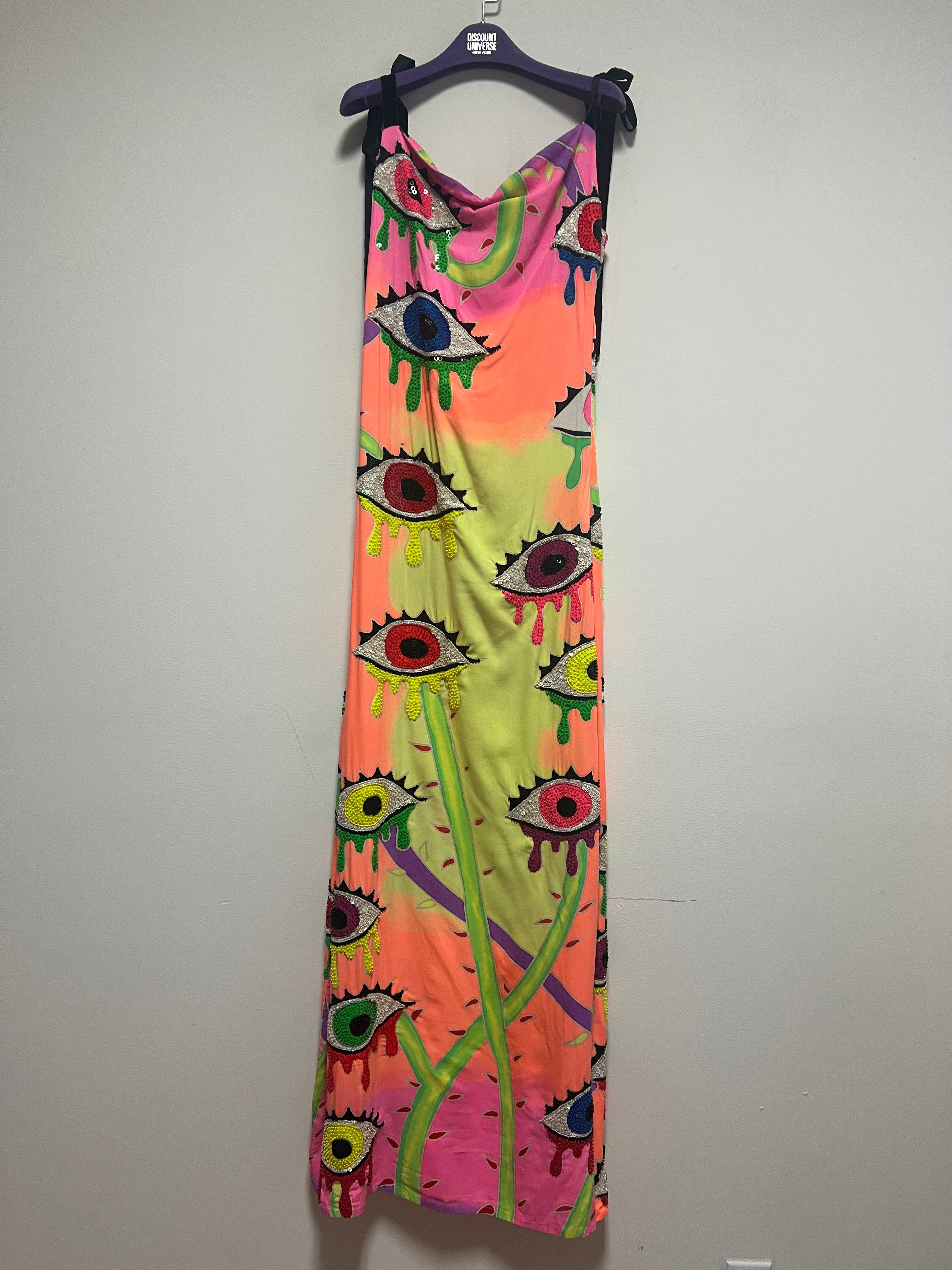 Hand-Sequined Evil Eye Batik Long Gown Hand-Sequined Evil Eye Batik Long Gown