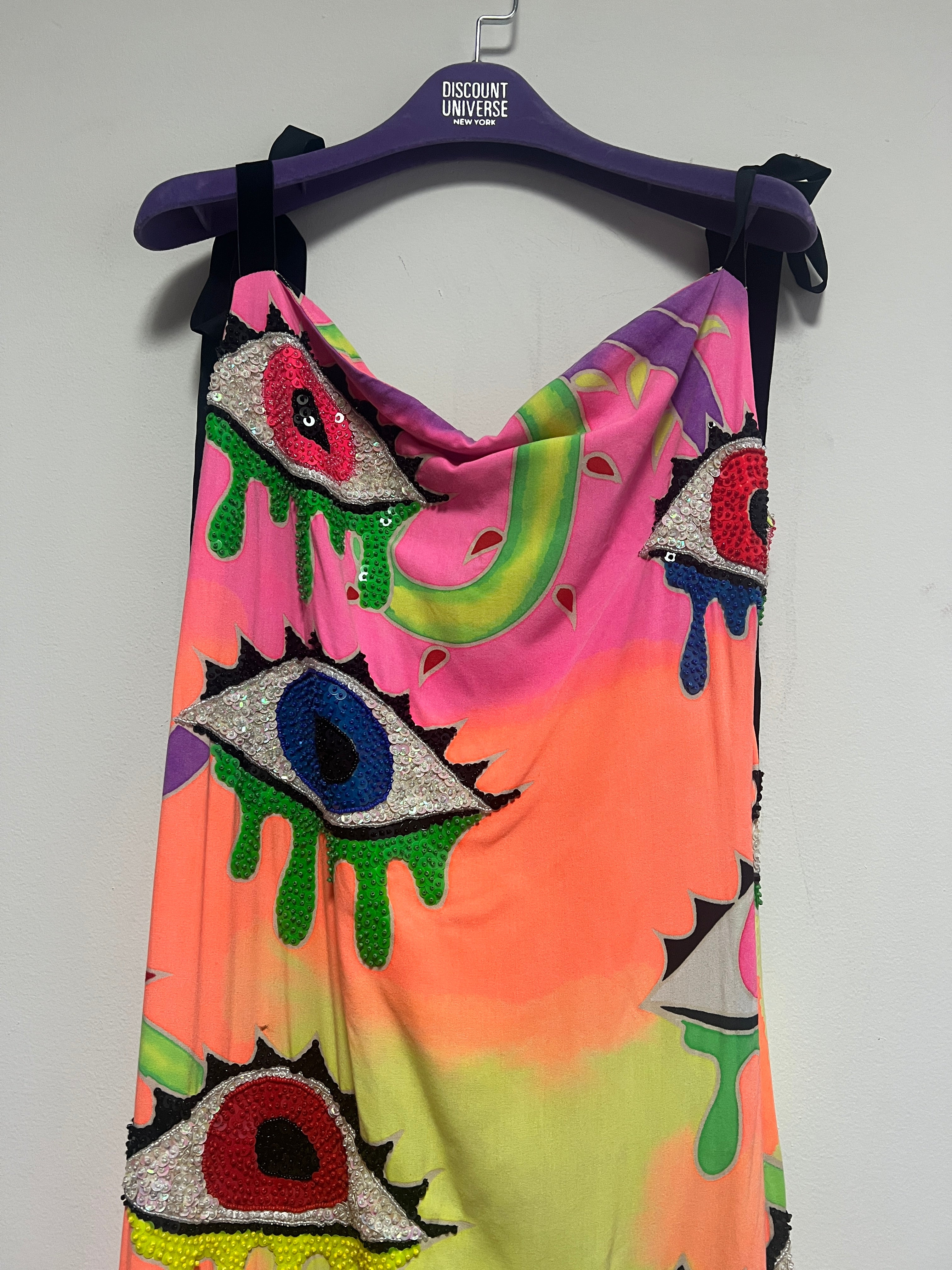 Hand-Sequined Evil Eye Batik Long Gown Hand-Sequined Evil Eye Batik Long Gown