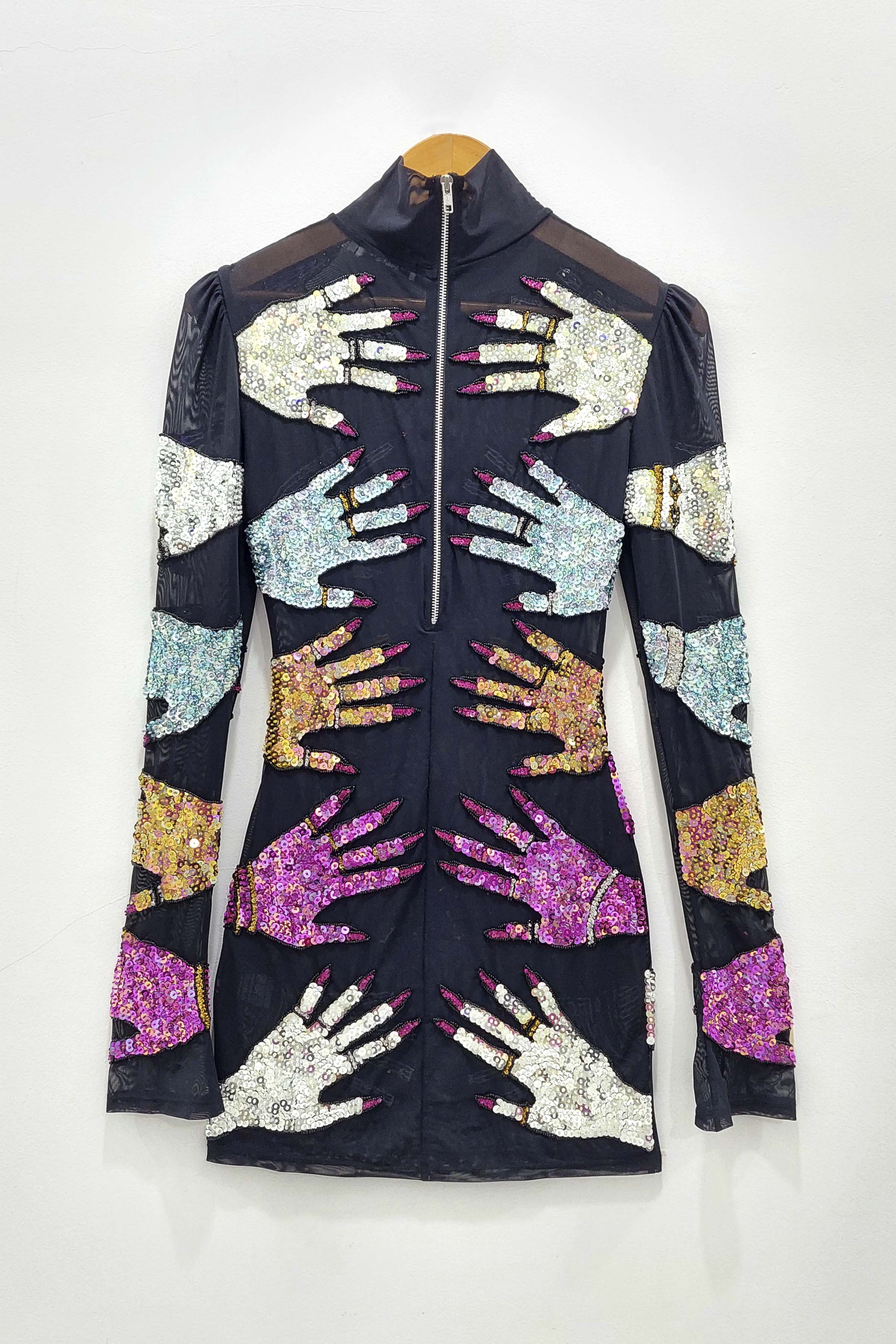 HANDS LONG SLEEVE MINI DRESS - VARIATION 3B HANDS LONG SLEEVE MINI DRESS - VARIATION 3B