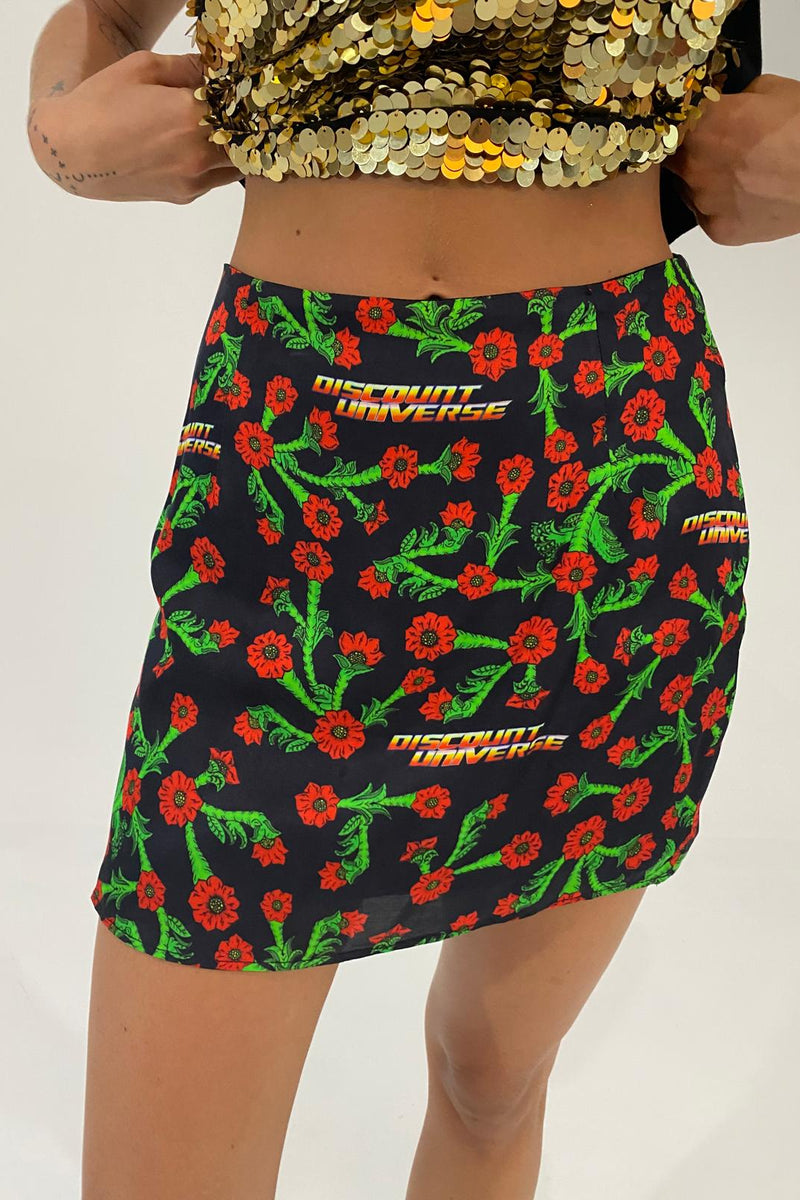 Floral DU Satin Skirt